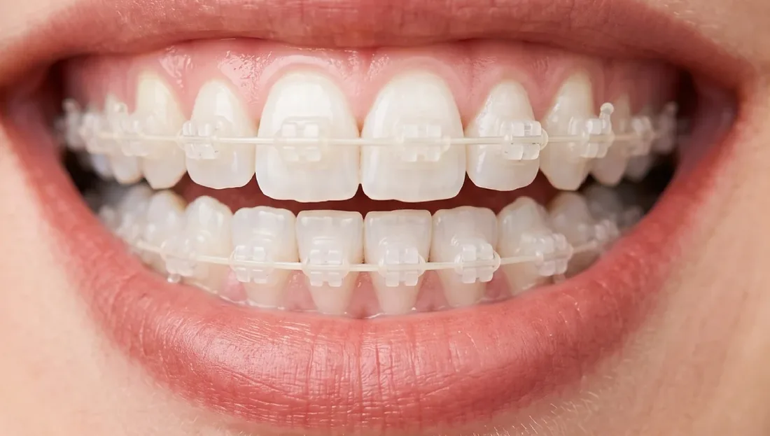 Sonrisa con ortodoncia transparente casi imperceptible